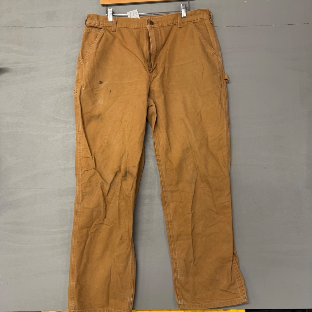 Carhartt Mens Duck Canvas Carpenter Pants Brown 38x32 B11 Dungaree Fit Workwear - Picture 2 of 5